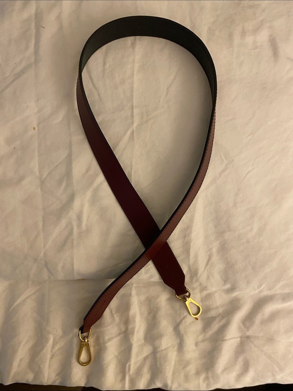 Burgundy Louis Vuitton Crossbody Strap in Burgundy and Navy with Gold Hardware